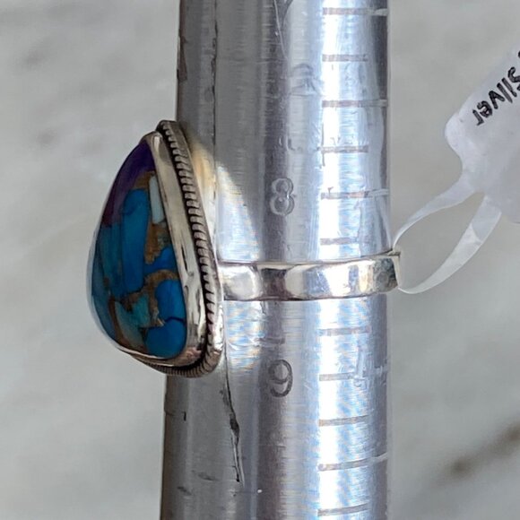 NEW Blue Purple Dahlia Turquoise Braided Sterling Silver Ring Size 8.5 - Picture 4 of 5
